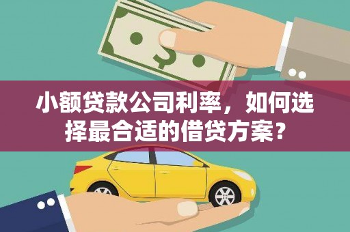 东引小额贷款公司利率，如何选择最合适的借贷方案？